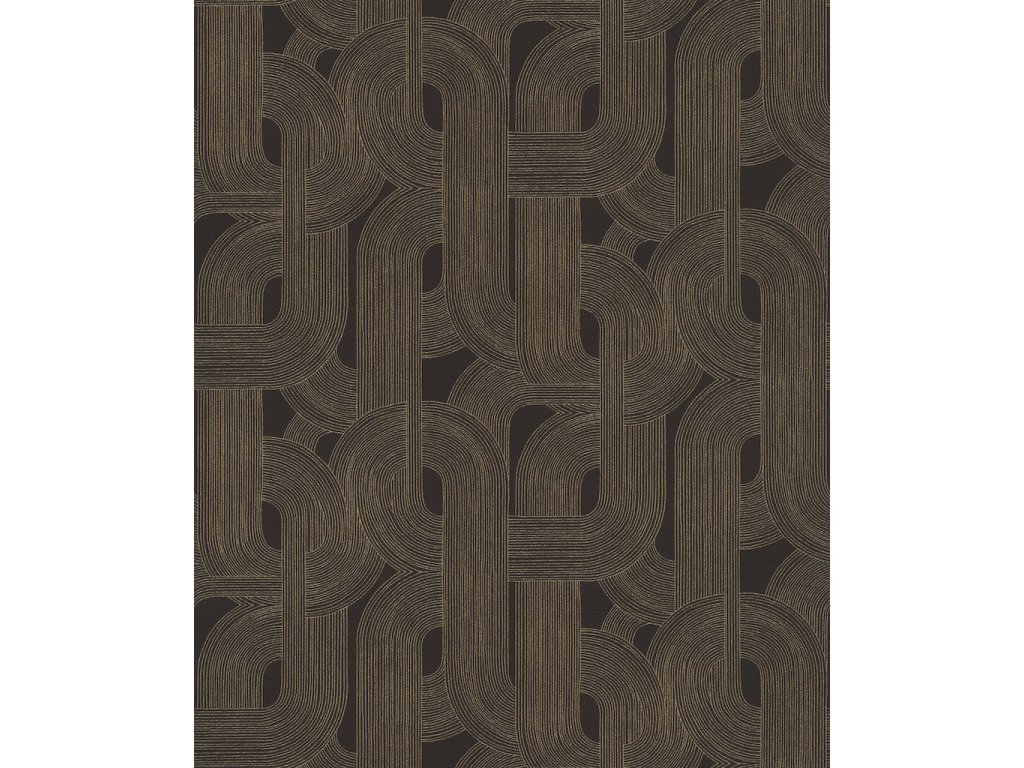 Vliesová tapeta geometrická - zlatá, černá 868104 / Tapety na zeď Symphony (0,53 x 10,05 m) Rasch